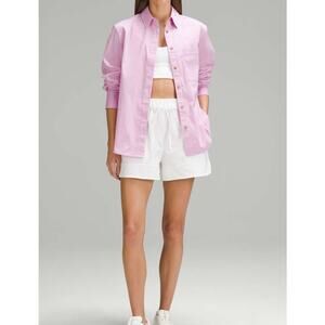 Lululemon Relaxed-Fit Cotton-Blend Poplin Button-Down Shirt Vitapink size small